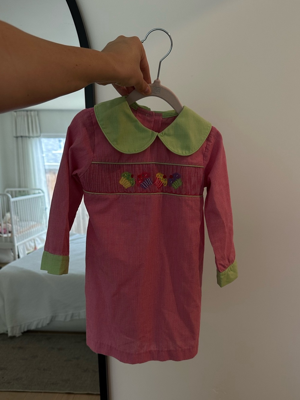 Vintage embroidery y2k dress pink green cupcake